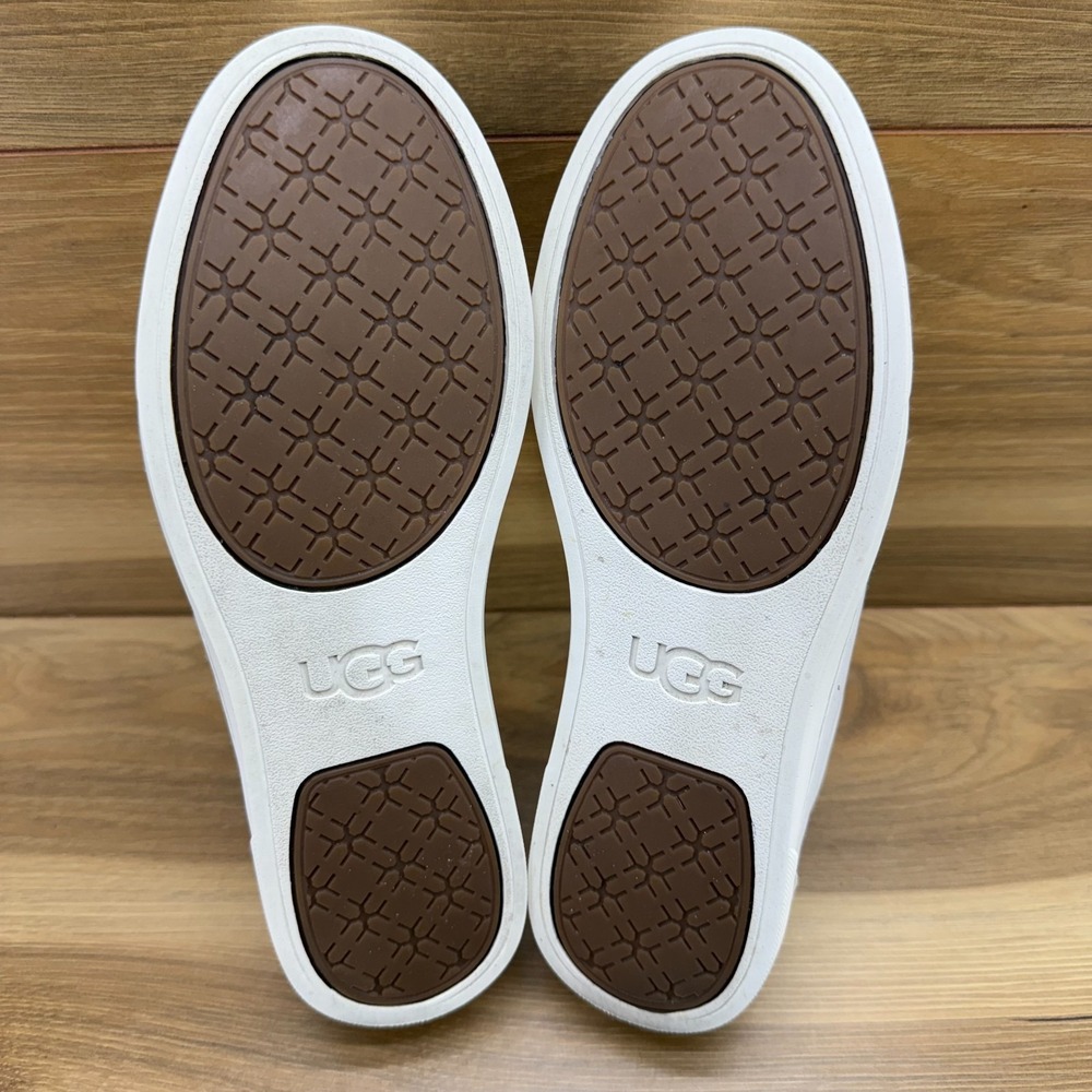 UGG‎ Kitlyn Leather Sneakers Womens 8 White Low Top Slip On flats Minimalist - Picture 9 of 11
